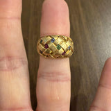 LeVian 14k Yellow Gold Multi Gemstone Basketweave Ring Size 6.75