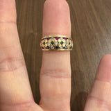 14k Yellow Gold Multi Gemstone and Diamond Vintage Band Ring Size 6