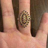 14k Yellow Gold Sapphire and 0.30cttw Diamond Cluster Ring Size 11