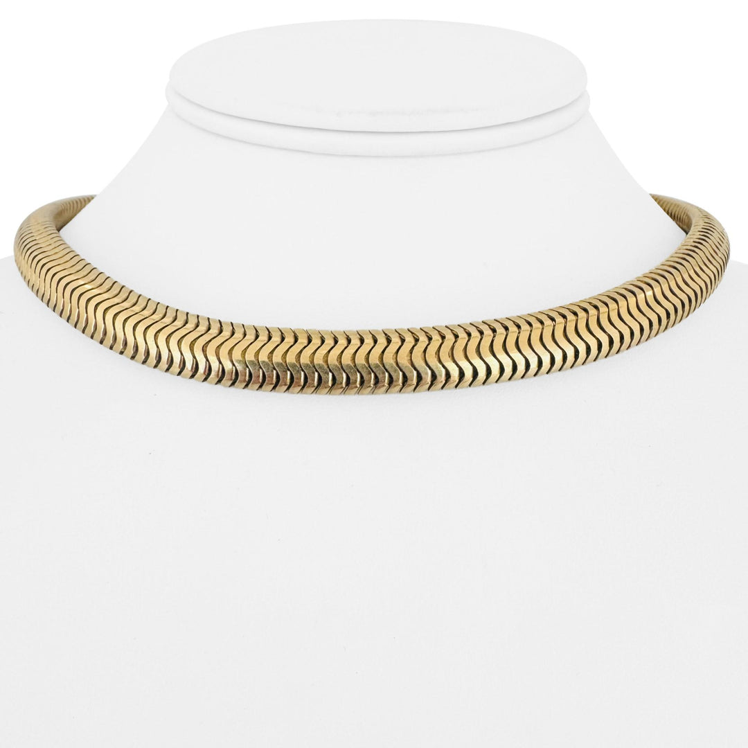 14k Yellow Gold 92g Very Heavy Vintage 9.5mm Thick Snake Necklace 15"