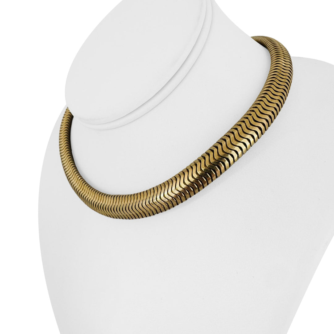 14k Yellow Gold 92g Very Heavy Vintage 9.5mm Thick Snake Necklace 15"
