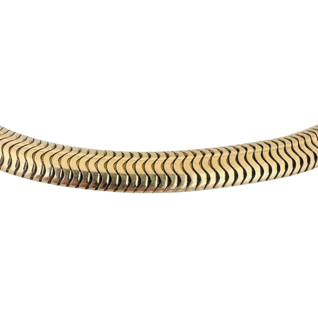 14k Yellow Gold 92g Very Heavy Vintage 9.5mm Thick Snake Necklace 15"