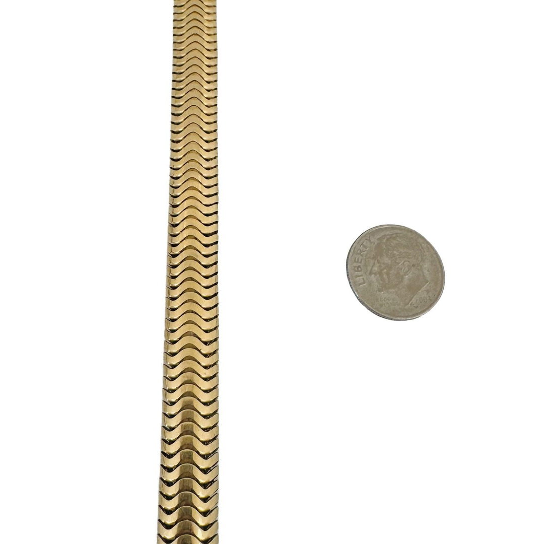 14k Yellow Gold 92g Very Heavy Vintage 9.5mm Thick Snake Necklace 15"