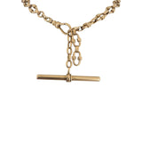 14k Yellow Gold 34.4g Vintage Solid Fancy Link T Bar Dog Clip Watch Chain 14"
