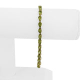 14k Yellow Gold 6.8g Pear Cut Peridot Ladies Link Bracelet 8"