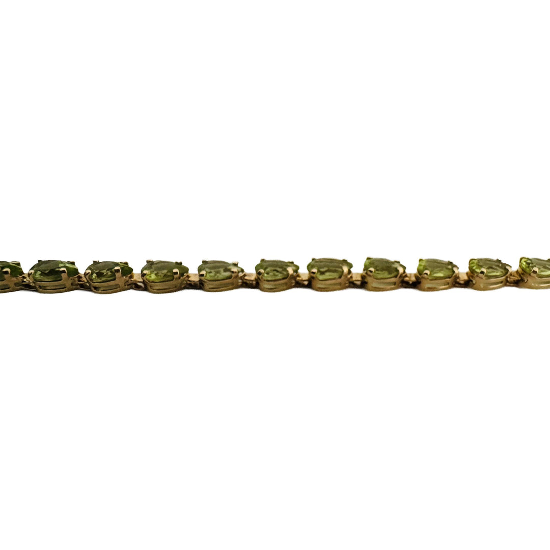 14k Yellow Gold 6.8g Pear Cut Peridot Ladies Link Bracelet 8"