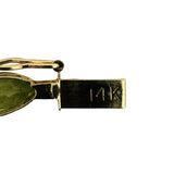 14k Yellow Gold 6.8g Pear Cut Peridot Ladies Link Bracelet 8"