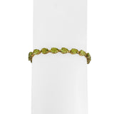 14k Yellow Gold 6.8g Pear Cut Peridot Ladies Link Bracelet 8"