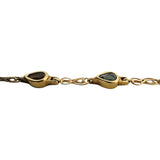 14k Yellow Gold 10.3g Pear Cut Bezel Set Multi Gemstone Link Bracelet 7.25"