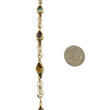 14k Yellow Gold 10.3g Pear Cut Bezel Set Multi Gemstone Link Bracelet 7.25"