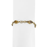 14k Yellow Gold 10.3g Pear Cut Bezel Set Multi Gemstone Link Bracelet 7.25"