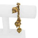 14k Yellow Gold 30g Ladies Vintage Cable Link Lantern Charm Bracelet Italy 7.25"