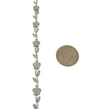 14k White Gold and 2cttw Diamond Vintage Floral Link Necklace 16"