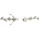 14k White Gold and 2cttw Diamond Vintage Floral Link Necklace 16"