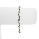 14k White Gold and 0.25cttw Flush Set Diamond Link Bracelet 6.75"