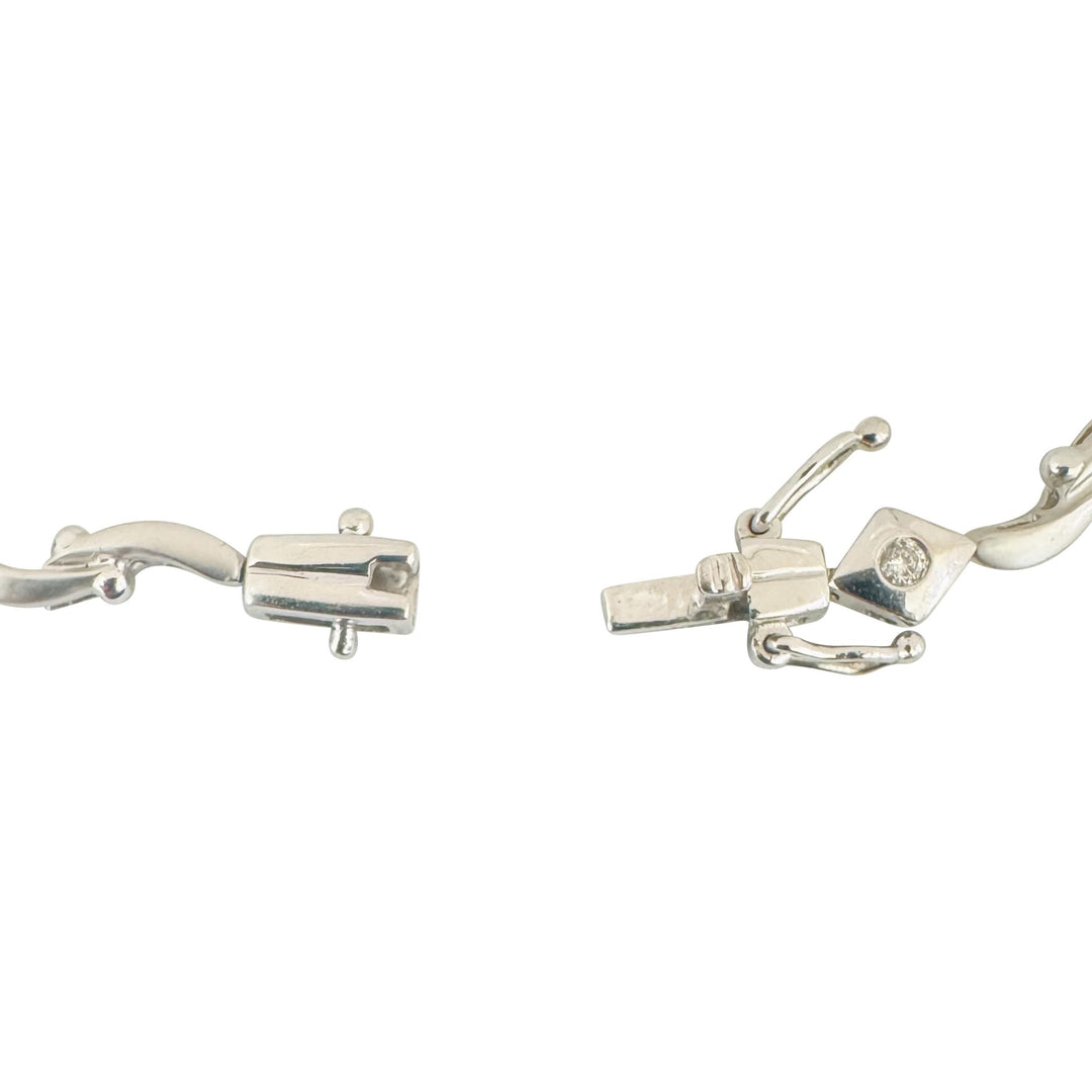 14k White Gold and 0.25cttw Flush Set Diamond Link Bracelet 6.75"