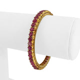 21k Yellow Gold and 9.2cttw Ruby Solid Round 23g Bangle Bracelet 6.5"