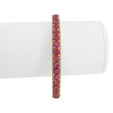 21k Yellow Gold and 9.2cttw Ruby Solid Round 23g Bangle Bracelet 6.5"