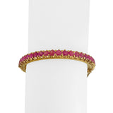 21k Yellow Gold and 9.2cttw Ruby Solid Round 23g Bangle Bracelet 6.5"