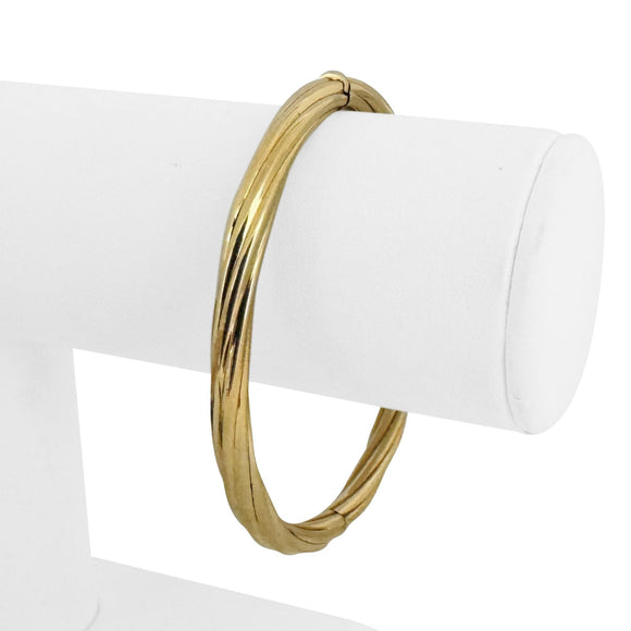 14k Yellow Gold 17.5g Vintage Ladies Twist Spiral Bangle Bracelet Italy 7