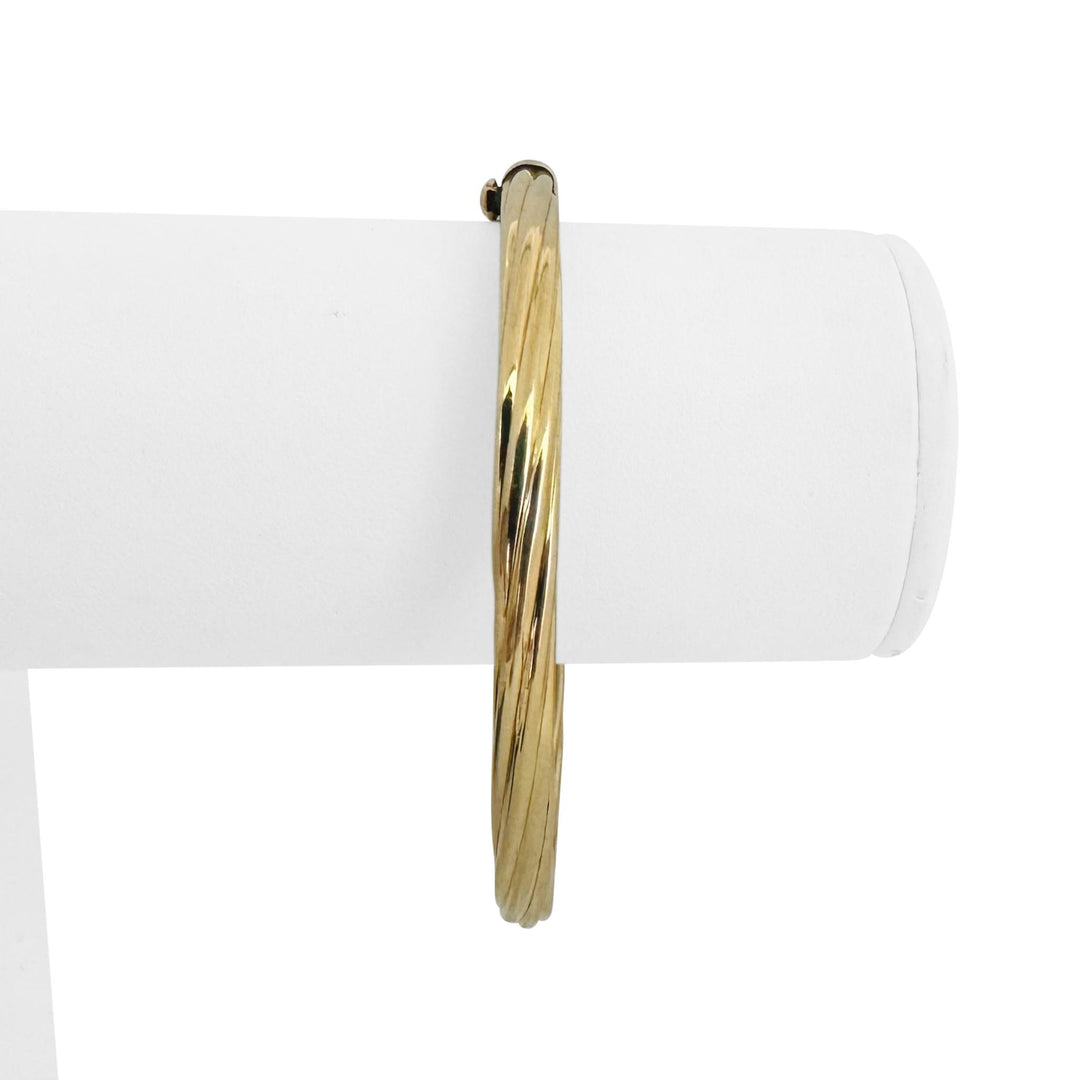 14k Yellow Gold 17.5g Vintage Ladies Twist Spiral Bangle Bracelet Italy 7"