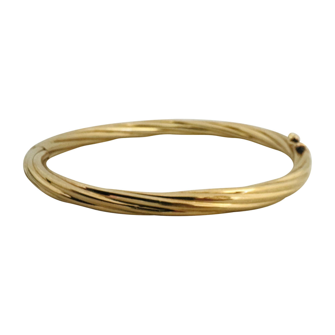 14k Yellow Gold 17.5g Vintage Ladies Twist Spiral Bangle Bracelet Italy 7"