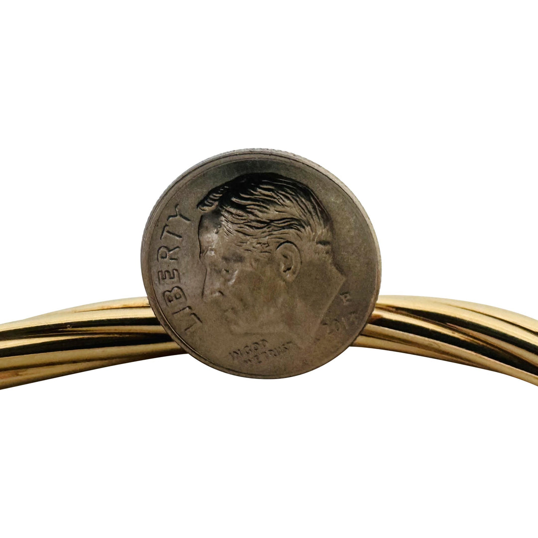 14k Yellow Gold 17.5g Vintage Ladies Twist Spiral Bangle Bracelet Italy 7"