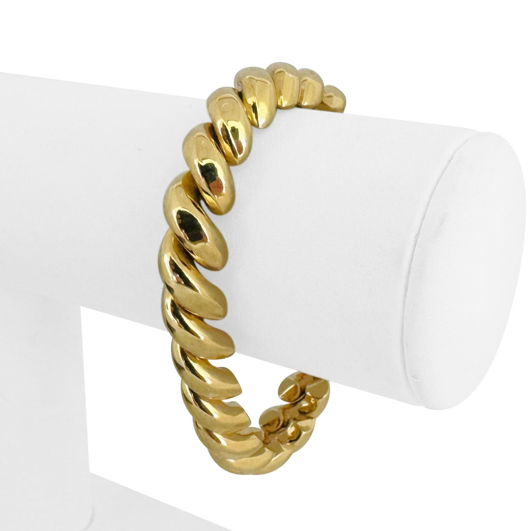 14k Yellow Gold 24.2g Ladies Polished 10mm San Marco Link Bracelet Italy 7"