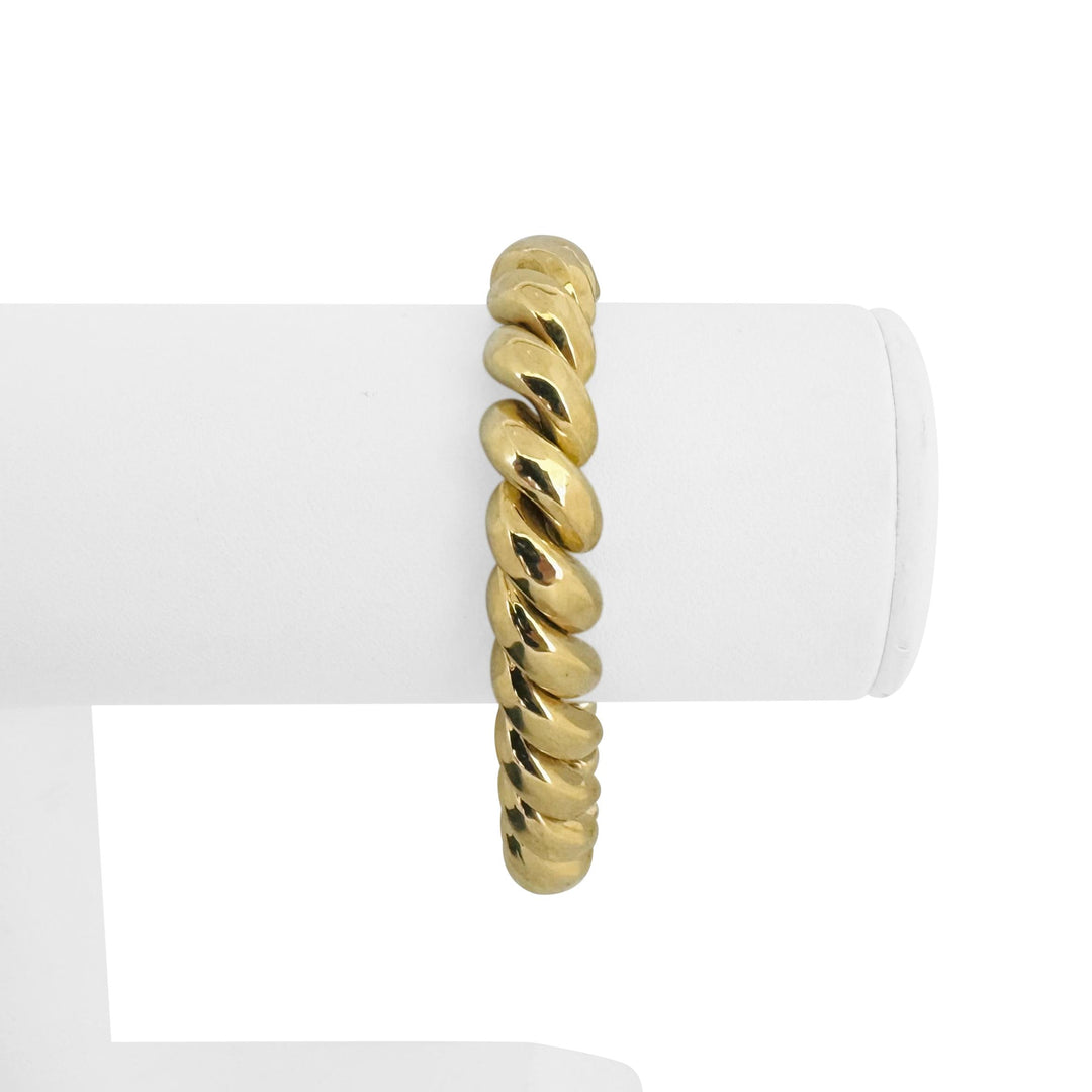 14k Yellow Gold 24.2g Ladies Polished 10mm San Marco Link Bracelet Italy 7"