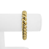14k Yellow Gold 24.2g Ladies Polished 10mm San Marco Link Bracelet Italy 7"