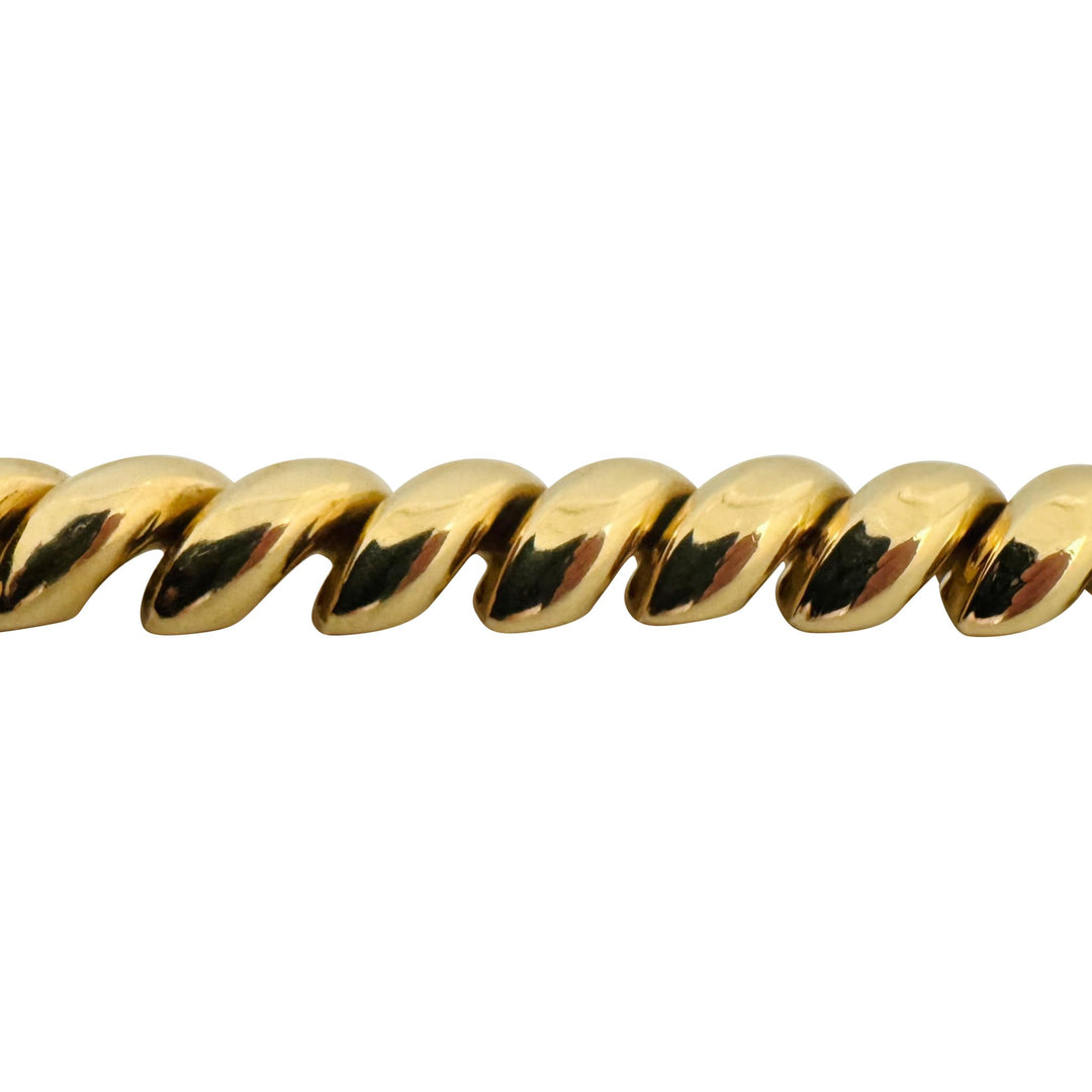 14k Yellow Gold 24.2g Ladies Polished 10mm San Marco Link Bracelet Italy 7"