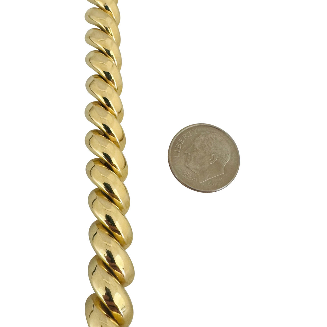 14k Yellow Gold 24.2g Ladies Polished 10mm San Marco Link Bracelet Italy 7"