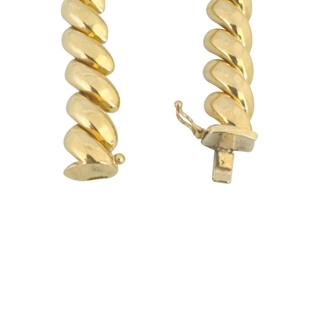 14k Yellow Gold 24.2g Ladies Polished 10mm San Marco Link Bracelet Italy 7"