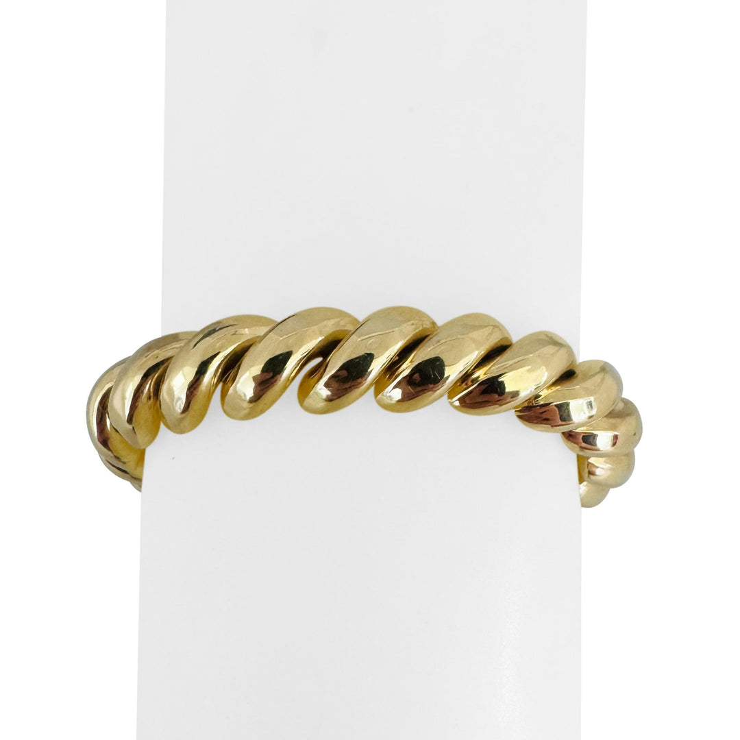 14k Yellow Gold 24.2g Ladies Polished 10mm San Marco Link Bracelet Italy 7"
