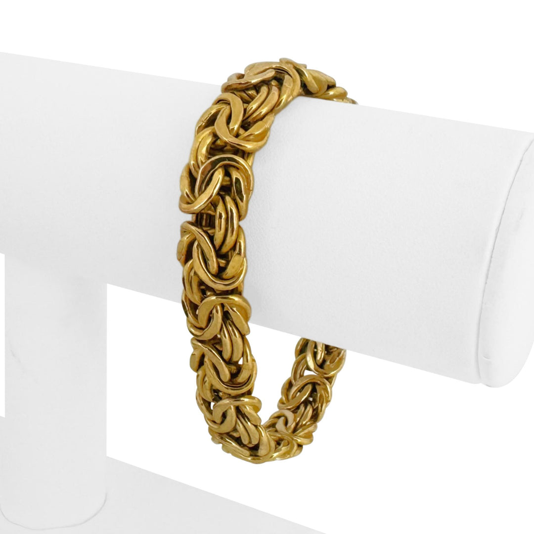 14k Yellow Gold 25.9g Heavy Thick 12mm Byzantine Link Bracelet Italy 7.5"