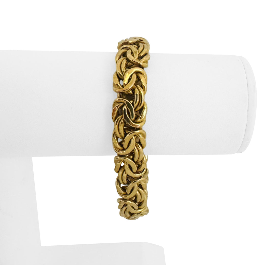 14k Yellow Gold 25.9g Heavy Thick 12mm Byzantine Link Bracelet Italy 7.5"