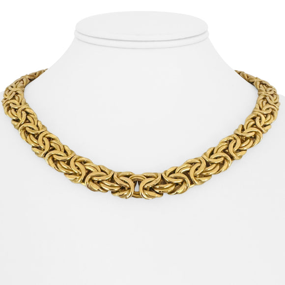 14k Yellow Gold 60g Heavy Thick 12mm Byzantine Link Necklace Italy 18