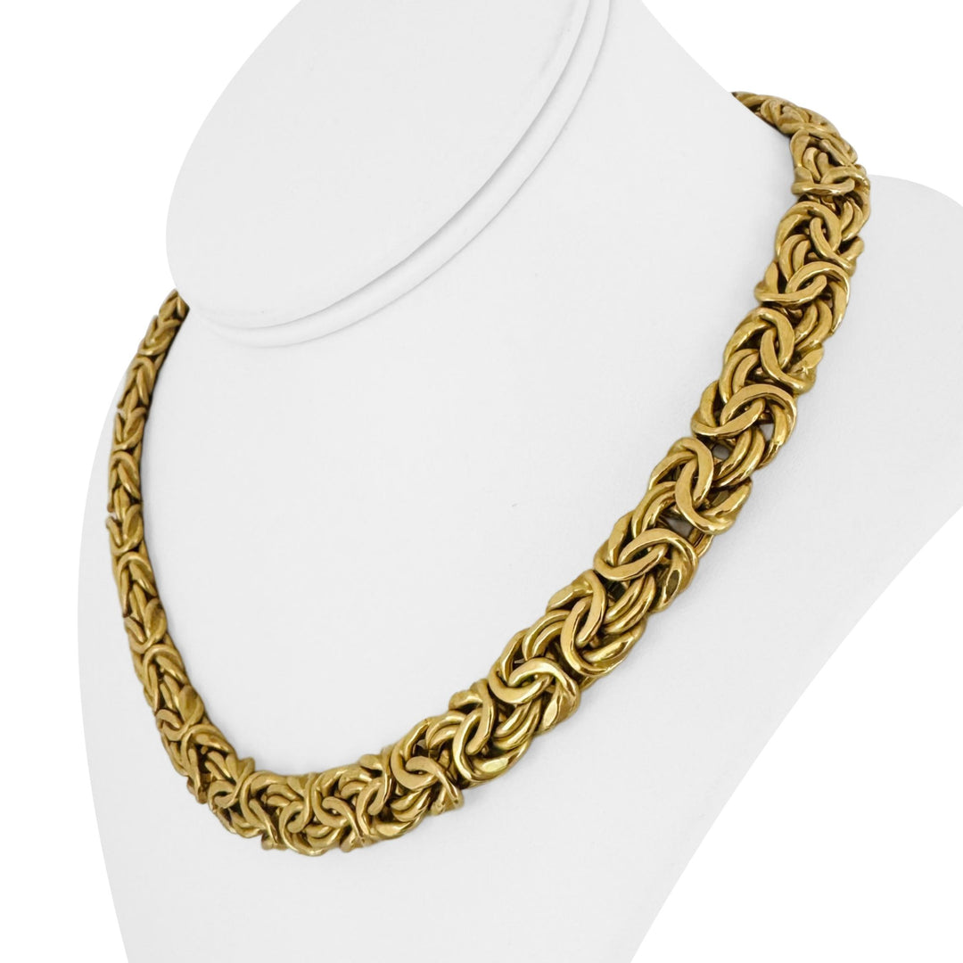 14k Yellow Gold 60g Heavy Thick 12mm Byzantine Link Necklace Italy 18"