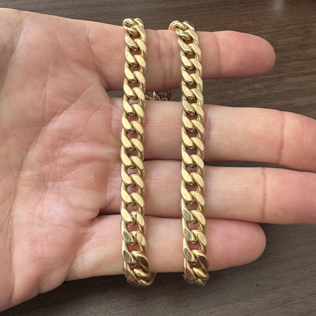 14k Yellow Gold 41g Semi Solid 8mm Cuban Link Chain Necklace Italy 18"