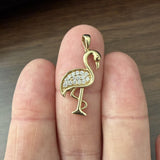 14k Yellow Gold 0.30cttw Diamond Flamingo Pendant 1.2"