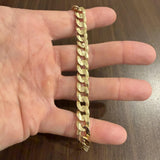 14k Yellow Gold 24.8g Solid Heavy 10mm Curb Link Bracelet Italy 7.5"