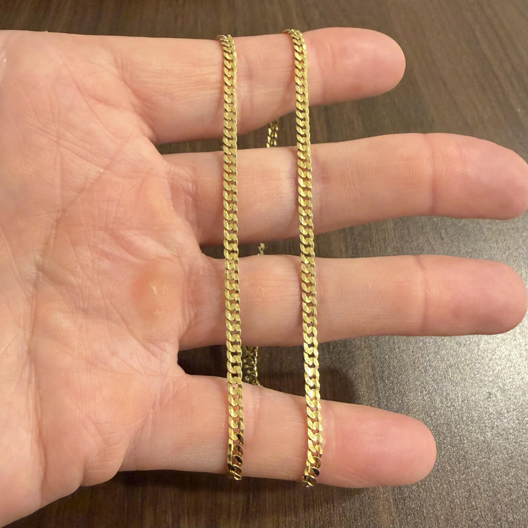 10k Yellow Gold 8.5g Solid Flat Thin 3mm Curb Link Chain Necklace Italy 20"
