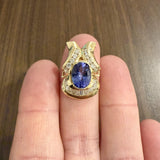 14k Yellow Gold 2.3ct Tanzanite and 0.65cttw Diamond Pendant 1"