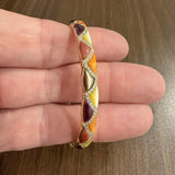 Kabana 14k Yellow Gold Mother of Pearl Shell Inlay and Diamond Bangle Bracelet
