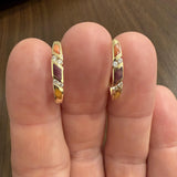 Kabana 14k Yellow Gold Shell Inlay and Diamond Huggie Earrings
