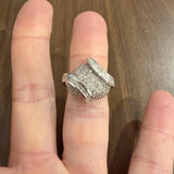 14k White Gold and 1.25cttw Round and Baguette Diamond Heart Ring Size 7