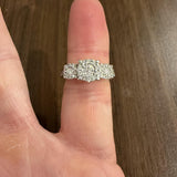 14k White Gold and 0.60cttw Three Diamond Cluster Ring Size 5.5