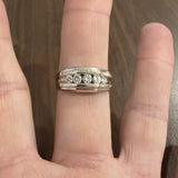 14k White Gold and 0.50cttw Five Diamond Men's Solid Band Ring Size 11