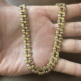 18k Yellow and White Gold 31.7g Two Tone 11mm Fancy Link Necklace Italy 17.5"