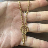 18k Yellow Gold 20.6g Solid Vintage Beaded Foxtail Drop Necklace Mexico 16"
